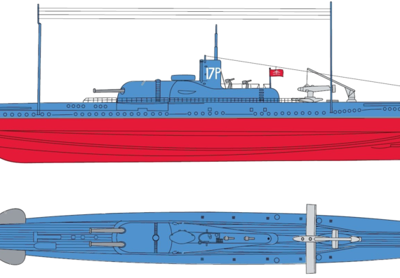 Корабль NMF Surcouf [Submarine] (1940) - чертежи, габариты, рисунки